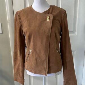 NEW Trina Turk Tannin Goat Suede Jacket tan
